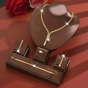 Ensemble de bijoux de luxe en zircon et strass pour femme, collier et boucles d'oreilles, accessoires de mariée pour mariage, fête et anniversaire - Product Image 4