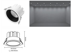 <span class=keywords><strong>Plafonnier</strong></span> LED moderne SMD 12W 18W 3CCT CRI 80 Corps blanc Anti-éblouissement Faisceau en forme de coupelle Utilisation encastrée - Product Image 4