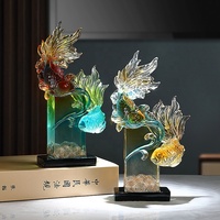 SE7ART Décoration d'intérieur en résine transparente peinte à la main, motif poisson Koi, pour table – Cadeau de haute qualité pour anniversaire et baptême