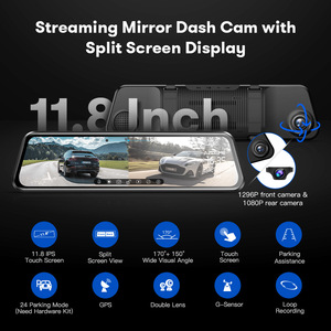 กล้องติดรถยนต์กระจกมองหลัง11.8หน้าจอสัมผัส IPS 4K กล้องติดรถยนต์ระบบ GPS มองเห็นกลางคืนควบคุมผ่านแอป - Product Image 2