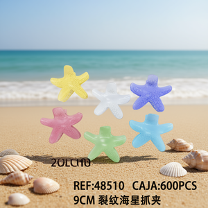 Fermaglio per capelli a forma di stella marina craquelé da 9 cm per donne e ragazze, accessori per capelli colorati - Product Image 3