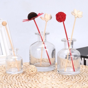 100ml transparent round shaped reed diffuser bottle aroma diffusers for aromatherapy with naturel reed sticks