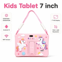 Tablette éducative pour enfants de 7 pouces MTK Android 13 12 Go 256 Go 5G/Wi-Fi avec étui de protection antichoc, sangle de suspension et contrôle parental