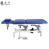 Table de chiropratique multifonctionnelle traditionnelle en acier inoxydable, lit de massage de physiothérapie avec commande manuelle et éponge haute densité