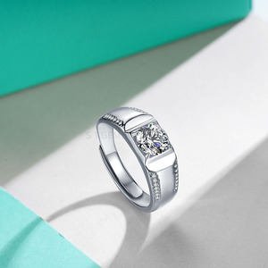 Anel de prata esterlina 925 de diamante moissanite, <span class=keywords><strong>1ct</strong></span> redondo, anel de noivado de moissanite - Product Image 4