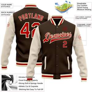 Chaqueta de Béisbol Unisex Personalizada, Chaqueta Universitaria de Mezcla de Algodón con Nombre y Número Bordados Personalizados para Hombre y Mujer - Product Image 2