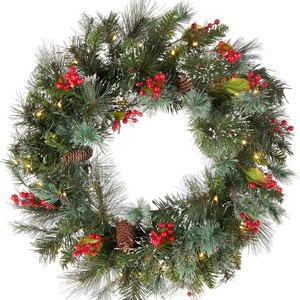 Guirnalda Navideña Preiluminada Longstar al por Mayor, Luces de PVC, Pino Artificial con Ramas Nevadas, Bayas Rojas, Piñas, Alimentada por Batería de Litio - Product Image 6
