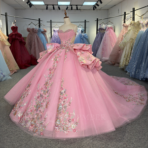 Robe de Quinceañera Dy6933 à Paillettes et Perles, Motifs Floraux Naturels, Dentelle Florale 3D, Traîne Chapelle, Longueur Ras du Sol, Robe de Soirée Formelle de Princesse - Product Image 6