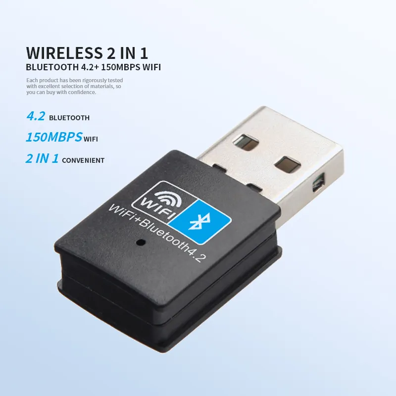 150mbpsミニUSBWifiワイヤレスアダプターBt4.2WifiドングルネットワークカードRTL8723DUデスクトップラップトップPC用