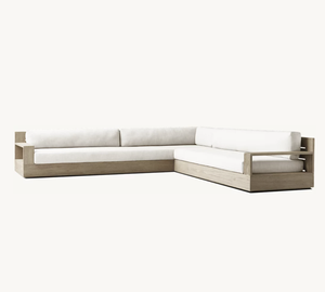 Sassanid Outdoor Diseño más popular Patio Jardín Hotel <span class=keywords><strong>de</strong></span> <span class=keywords><strong>lujo</strong></span> Muebles <span class=keywords><strong>de</strong></span> exterior <span class=keywords><strong>Marbella</strong></span> Weathered Teak L-Set seccional - Product Image 2