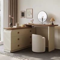 Table de maquillage extensible moderne assemblée, en contreplaqué, placage bois naturel, tiroirs, miroir LED, garantie 1 an