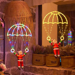 Guirlande lumineuse LED de Noël en forme de parachute, pour intérieur et extérieur, décorative, avec motif Père Noël, en fil de cuir, à suspendre - Product Image 1