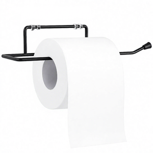 ที่ใส่กระดาษชำระแบบแขวนสีดำพร้อมชั้นวางและที่เก็บม้วนกระดาษสำรอง - Product Image 1