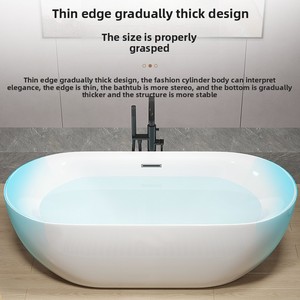 Hiện đại sang trọng 1.5m trắng freestanding hình bầu dục Acrylic ngâm bồn nhựa bề mặt rắn drainer Hot Bán - Product Image 4