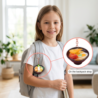 Mini porte-clés 3D en PVC, breloques alimentaires réalistes en forme de nouilles avec anneau en or rose, jolis porte-clés cadeaux sushi pour enfants