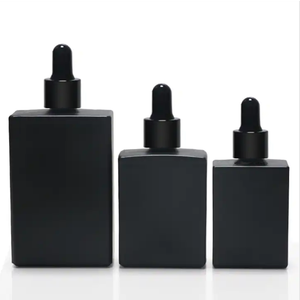 15ml 30ml 50ml flacone contagocce di vetro quadrato rettangolare 100ml ambrato con contagocce nero per l'imballaggio cosmetico di olio essenziale di siero - Product Image 2