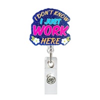 Porte-badge en acrylique personnalisé pour infirmières et médecins, avec clip à pression facile à retirer, paillettes, étiquette de badge de poitrine portable