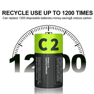 IILEER Baterías Cilíndricas Recargables de Iones de Litio C2 de Gran Capacidad, 3000mAh 4995mWh 1.5V para Juguetes - Product Image 5