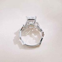 Anelli di fidanzamento da donna in oro bianco 18 carati con diamante da laboratorio a taglio radiante artistico, grande caratura, con gambo unico e brillante, anello con diamante coltivato in laboratorio