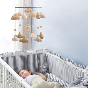 Móvil para Bebé con Diseño <span class=keywords><strong>de</strong></span> Nubes y Luna, Estilo Boho Neutral, Decoración para Cuarto <span class=keywords><strong>de</strong></span> Bebé, Móvil <span class=keywords><strong>de</strong></span> Tela Bouclé - Product Image 6
