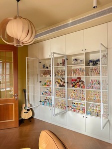 Modern Solid Wood Living Room &amp; Dining Display <strong>Cabinet</strong> with Custom Bookcase Lockers-Space Saving Storage for Villa - Product Image 3