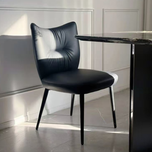 Chaise de salle <span class=keywords><strong>à</strong></span> manger en cuir PU, design italien nordique moderne, pour la maison, le bureau, l'<span class=keywords><strong>hôtel</strong></span> et la salle de bain, dossier simple, pieds en métal - Product Image 1