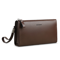 Dompet Clutch kulit sapi panjang kustom profesional tempat kartu ritsleting pria dompet bisnis tas ponsel untuk pria