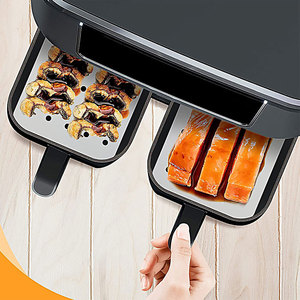 Papel de silicona perforado rectangular para freidora de aire, 14x20.5 cm, antiadherente, desechable, para uso en cocina con freidora doble Ninja. - Product Image 5