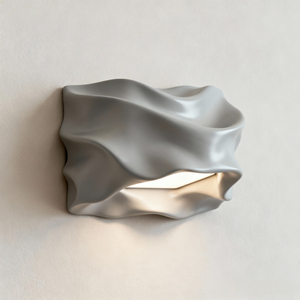 Contemporary Gray Plastic <b>Wall</b> Lamp <b>With</b> Novelty Wavy Shade LED Soft Warm <b>Light</b> 2700K <b>Wall</b>-Mounted Design - Product Image 1