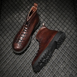 British Style Design Men's Casual Heightening <b>Leather</b> <b>Boots</b> Retro Winter Men's Padded <b>Work</b> <b>Boots</b> Trendy Genuine <b>Leather</b> Shoes - Product Image 3