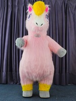 Costume gonflable de mascotte de dessin animé d'animal de mammouth de pany d'arc-en-ciel personnalisé professionnel