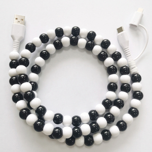Cable de carga múltiple 2 en 1, hecho a mano, Perla colorida, cable de carga rápida, creativo, portátil, con cuentas, Cable DE DATOS 2 en 1, Cable <span class=keywords><strong>USB</strong></span> <span class=keywords><strong>C</strong></span> - Product Image 3