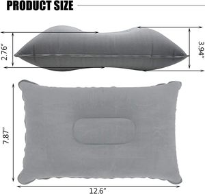 2 Pack Ultralight A4 Size Inflatable Travel <b>Pillow</b> <b>Small</b> Squared Flocked Fabric Air <b>Pillow</b> for Traveling Holiday Trip Hiking - Product Image 4