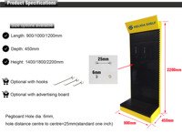 Étagère d'affichage en métal avec crochets pour panneau perforé |   Stand commercial pour accessoires de téléphone, outils et utilisation en salon professionnel