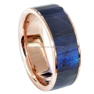 CHENG JEWELERS Bijoux de fiançailles, anneaux de mariage en or massif 10k 14k avec incrustation d'<span class=keywords><strong>opale</strong></span> <span class=keywords><strong>blanche</strong></span> de 6 mm 8 mm pour les couples - Product Image 5