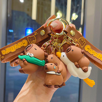 Porte-clés 3D en PVC Capybara de dessin animé, pendentif mignon en forme de poupée pour sac – Tendance mode résistante à l'usure