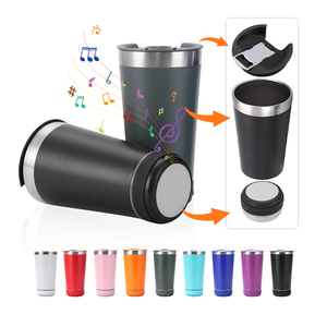 Custom 473ml logo doppia parete in acciaio inox metallo isolato viaggio boccale birra bicchiere con apriscatole e altoparlante wireless tazza - Product Image 6
