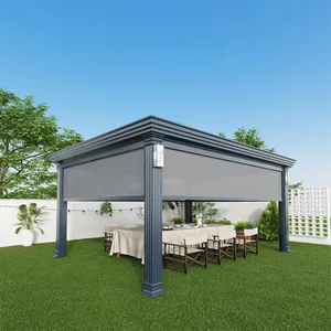 OEM de fábrica 3x3 3x4 4x4 4x6 6x4m al aire libre de aluminio Gazebo pérgola motorizada de aluminio para jardín