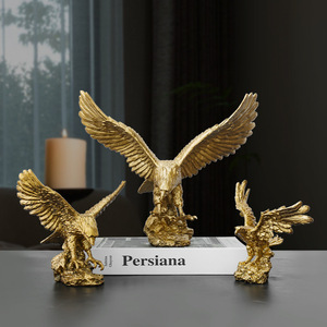 Eagle Resin Crafts Creative Home Office Decorations Handicraft Golden Resin <strong>Hawk</strong> <strong>Figurines</strong> Statue - Product Image 2