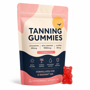 Gummies bronzantes OEM Natural Summer Glow sans sucre, complément pour une peau bronzée, soutien de la mélanine, autobronzant comestible pour tous types de peau - Product Image 1