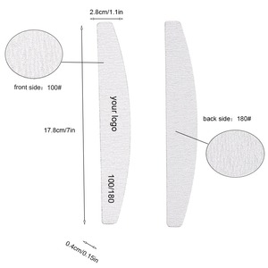 Lime à ongles zébrée demi-lune, bande abrasive, lime émeri, polissoir de manucure, outil de ponçage gris et blanc pour salon de beauté - Product Image 6
