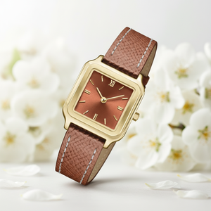 <span class=keywords><strong>Montre</strong></span> classique à <span class=keywords><strong>bracelet</strong></span> <span class=keywords><strong>marron</strong></span> pour femme, boîtier carré élégant, <span class=keywords><strong>bracelet</strong></span> en <span class=keywords><strong>cuir</strong></span> <span class=keywords><strong>marron</strong></span>, design simple antique, verre soleil, <span class=keywords><strong>SEIKO</strong></span> japonais - Product Image 4