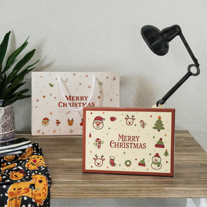 <b>Christmas</b> Gift <b>Box</b> Merry <b>Christmas</b> Paper Cardboard Lid and Base Rectangular Printed Packaging with Gift Bag - Product Image 2