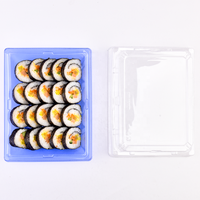 Nouvelle conception, boîte d'emballage pour sushis jetable, durable, bleue, écologique, en plastique PET, avec couvercles