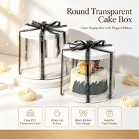 Boîte à gâteau ronde transparente haute en PVC pour mariage, emballage de luxe personnalisé en gros pour gâteaux et pâtisseries d'anniversaire