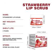 Gommage Lèvres Fraise 30g en Boîtes OEM Marque Privée Sucre Aloès Exfoliant Hydratant Repulpant Végan Tous Types de Peau Durée de Vie 3 Ans