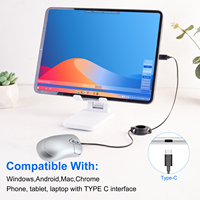Souris USB C filaire à personnalisation rapide de petite quantité pour Mac et PC-Souris rétractable de type C mince, silencieuse et fiable