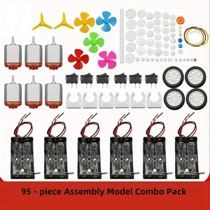 Kit de 6 mini-moteurs DC 24000 tr/min avec 60 engrenages en plastique, 2 supports de piles AA, interrupteur à bascule et hélice pour projets scientifiques DIY - Product Image 1