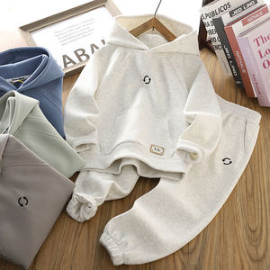 Traje <span class=keywords><strong>de</strong></span> <span class=keywords><strong>ropa</strong></span> deportiva informal para niños <span class=keywords><strong>de</strong></span> primavera y otoño, nuevos pantalones <span class=keywords><strong>de</strong></span> manga raglán con capucha para niños, diseño <span class=keywords><strong>de</strong></span> dos piezas Wei Yi - Product Image 2