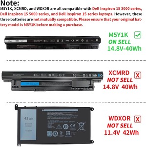 Batería Recargable de Iones de Litio M5Y1K de 40WH y 14.8V para <span class=keywords><strong>Inspiron</strong></span> 14/<span class=keywords><strong>15</strong></span>/17 Series 5000/3000 (Modelos 5559/5558/3551/5756/5458/G) - Product Image 4